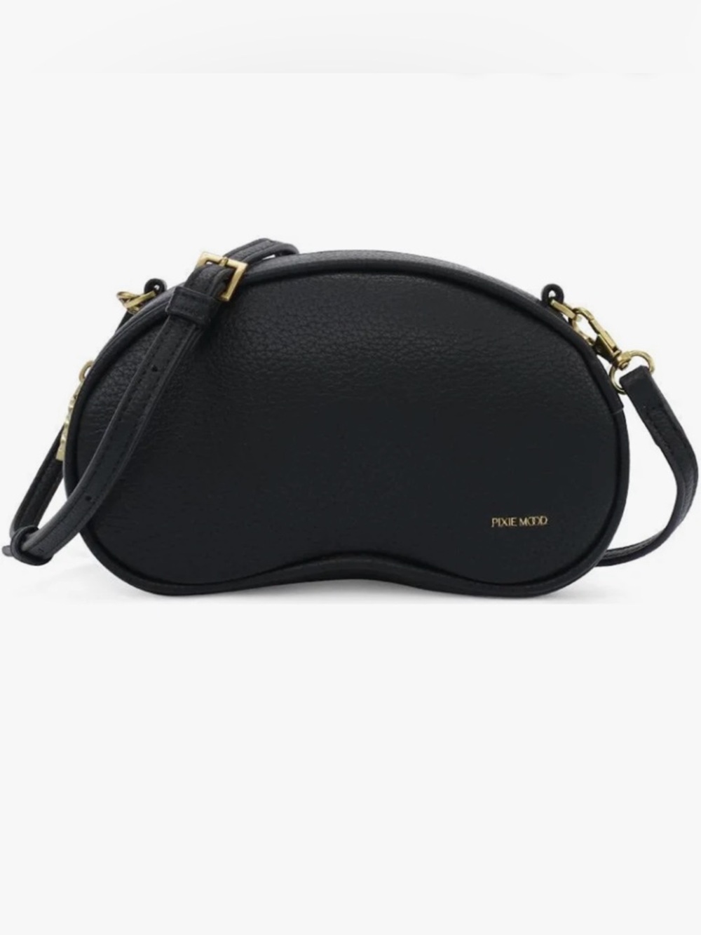 Pixie Mood Black Pebbled Leather Bean Clutch & Crossbody